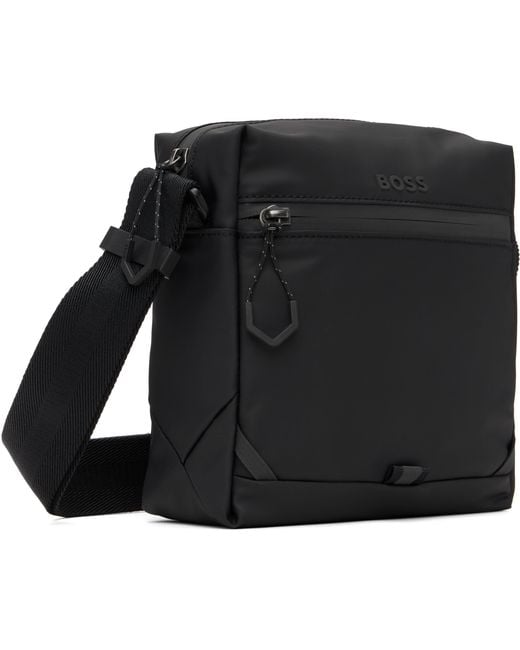 Boss Black Reflective-Detail Belt Bag for men