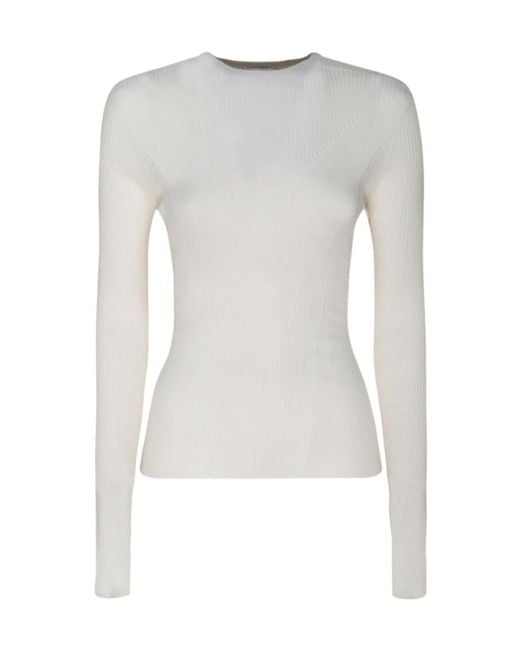 Lanvin White Ribbed Crewneck Jumper