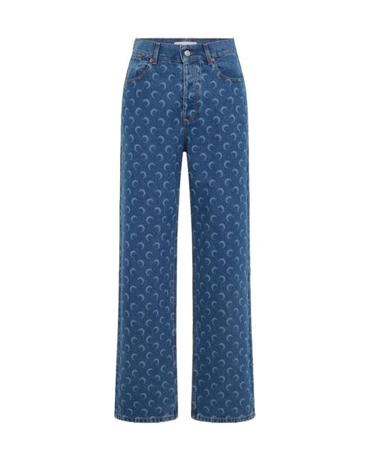 MARINE SERRE Blue Moon Laser Wash Denim Baggy Jeans for men