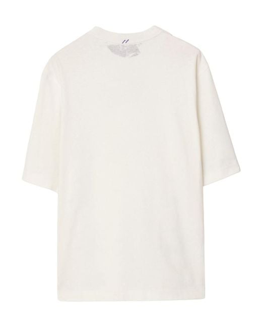 Burberry Blue Equestrian Knight Printed Crewneck T-Shirt for men