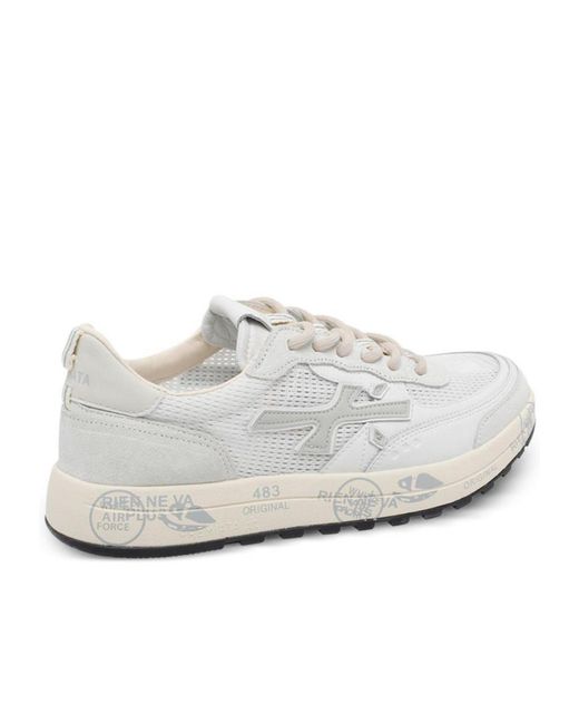 Premiata White Round-Toe Sneakers for men