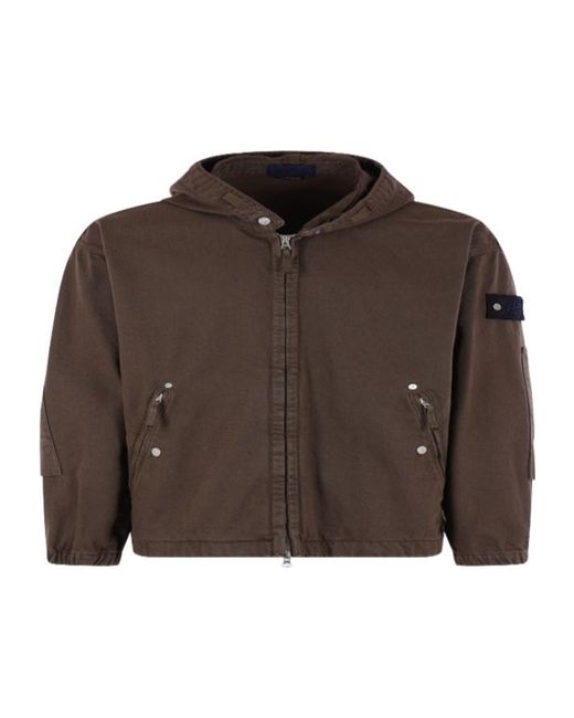 Stone Island Brown Logo Patch Coat for men