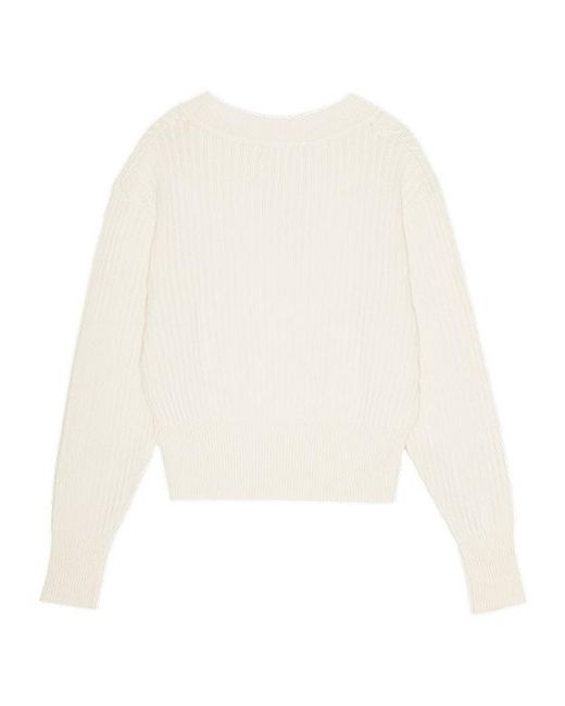 REMAIN Birger White Knitted Sweater Creme