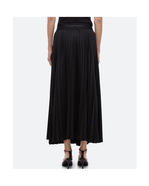 Helmut Lang Black Pleated Satin-Jacquard Maxi Skirt