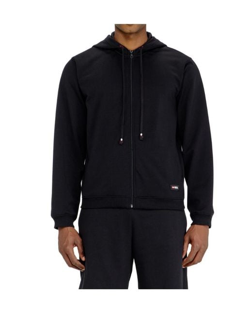 DIESEL Black Logo-Detail Zip-Up Cotton Hoodie for men