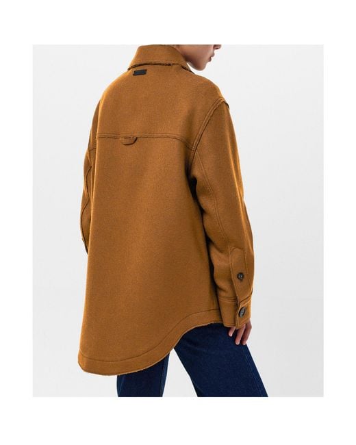 AMI Brown Single-Breasted Solid Color Coat