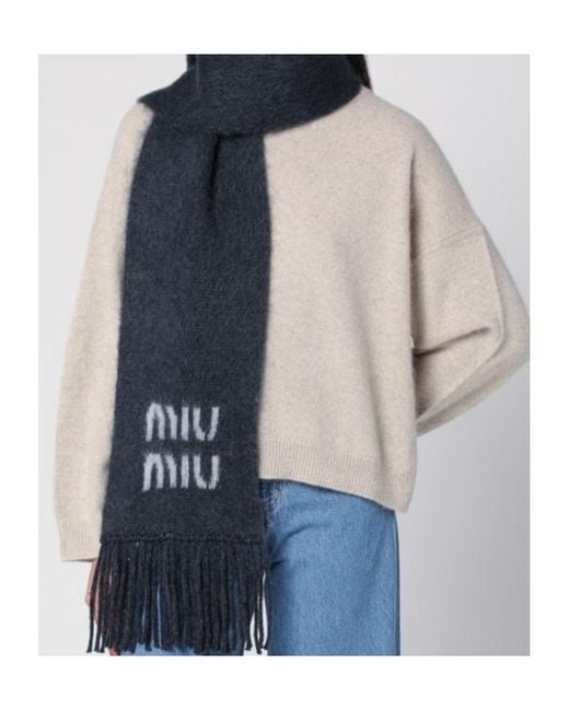 Miu Miu Blue Logo Scarf