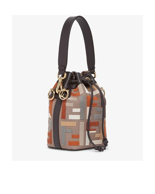 Fendi White Multicolour Canvas Mini-Bag With Ff Embroidery