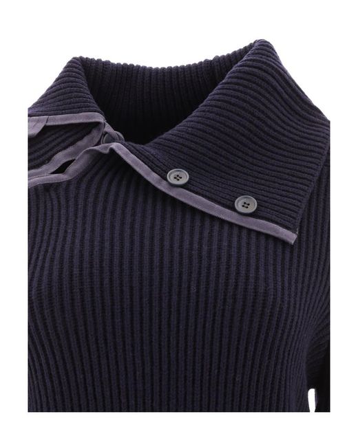 Jacquemus Blue Vega Asymmetric Wool-Blend Jumper