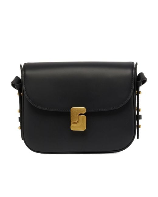 Soeur Black Flap Shoulder Bag