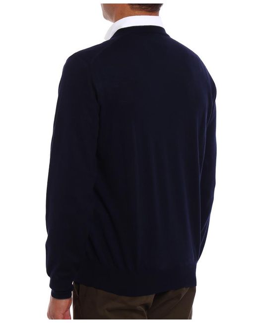Brunello Cucinelli Blue V V-Neck Knitted Jumper for men