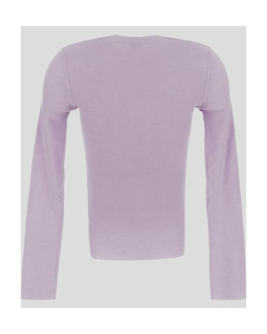 Bottega Veneta Purple Button-Up Wool Jumper