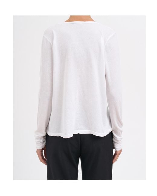 James Perse White Deep V-Neck Long Sleeve T-Shirt