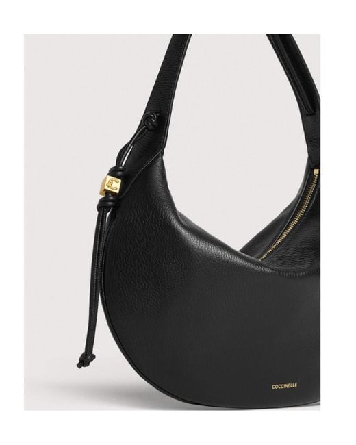 Coccinelle Black Thess Zip-Up Medium Shoulder Bag