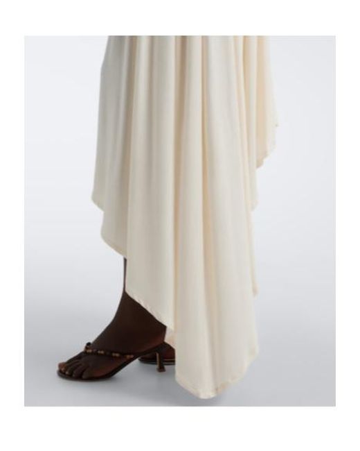 AYA MUSE White Elya Asymmetric Pleated Midi Skirt