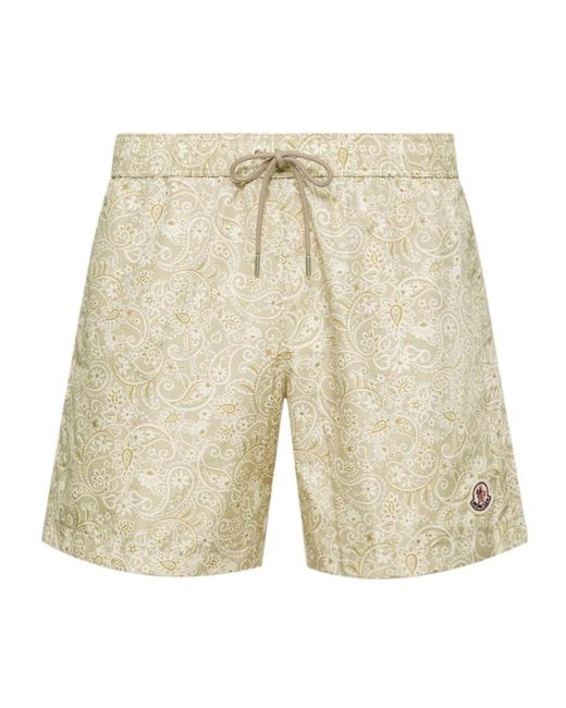 Moncler Natural Paisley-Printed Drawstring Swim Shorts for men