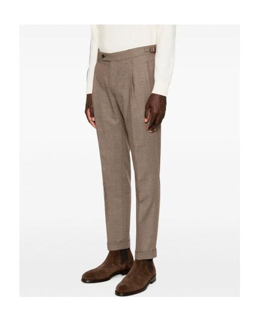 Berwich Gray Pleated Wool Trousers for men