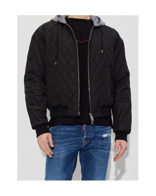DSquared² Black Heritage Quilted Bomber Jacket for men