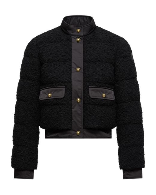 Moncler Black Blandy Wool Blend Bouclé Short Down Jacket