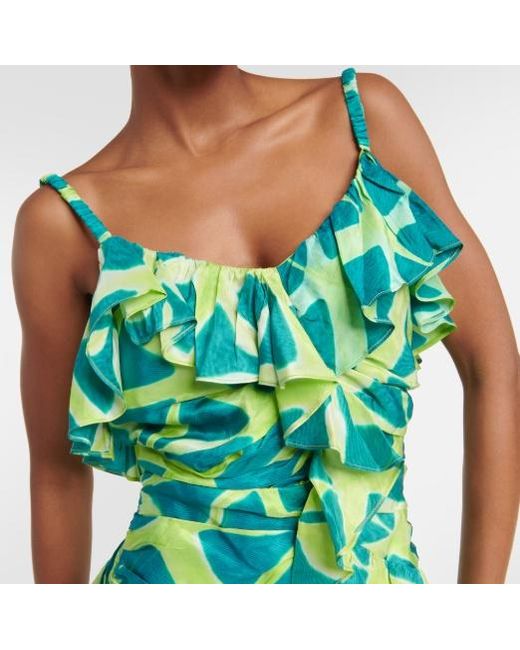 Ulla Johnson Green Zoya Printed Midi Dress