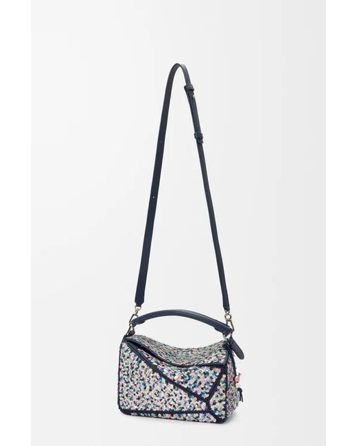 Loewe Blue Puzzle Small Logo Shoulder Bag