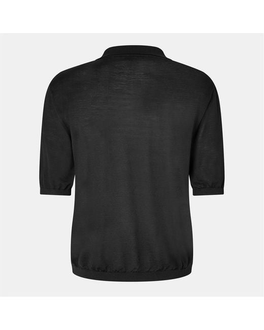 Saint Laurent Black Saint Open Knit Polo Sn52 for men