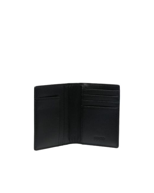 KENZO Black Paris Logo-Patch Bi-Fold Wallet for men