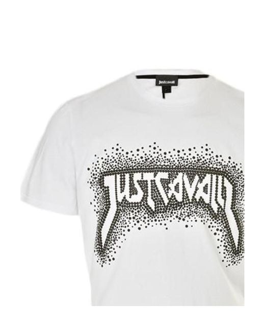 Just Cavalli White Logo Polka Dot Short Sleeve T-Shirt for men