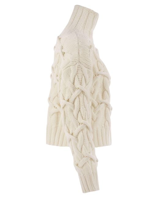 Brunello Cucinelli White High-Neck Cashmere Sweater
