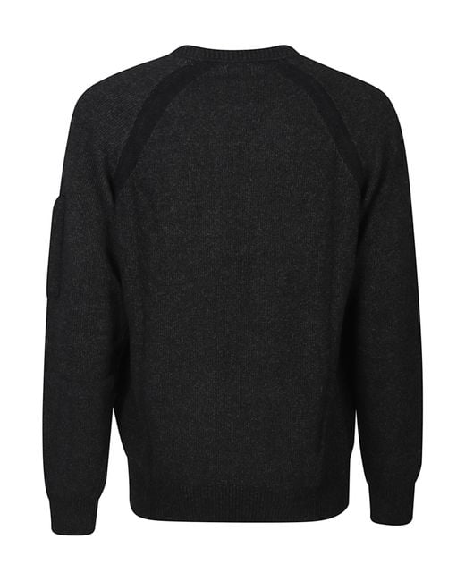 C P Company Black Long-Sleeved Crewneck Jumper for men