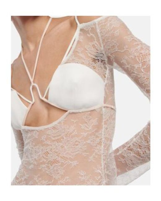 Nensi Dojaka White Bridal Cutout Lace Gown