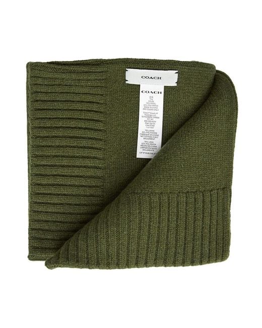 COACH Green Embossed Knit Muffler for men