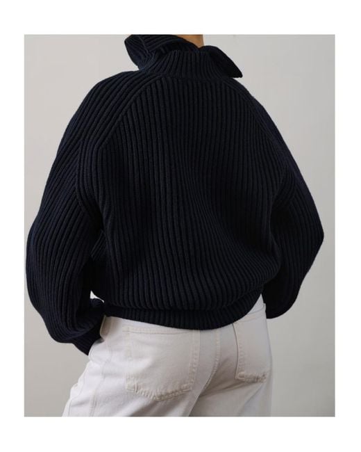 Soeur Blue High-Neck Long-Sleeved Sweater