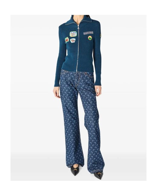 MARINE SERRE Blue Deadstock Scout Patches Cardigan
