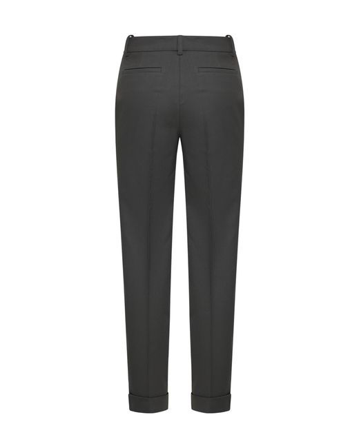 P.A.R.O.S.H. Gray Medium And High Waist Slim-Fitting Straight Pants