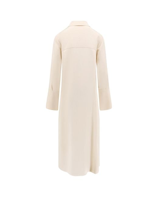 Max Mara Natural Ossola Collared Long-Sleeve Dress