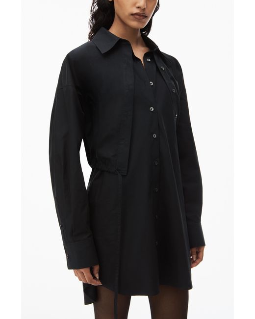T By Alexander Wang Black Layered Mini Shirtdress