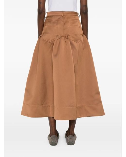 Ganni Brown Gathered Yoke Skirt