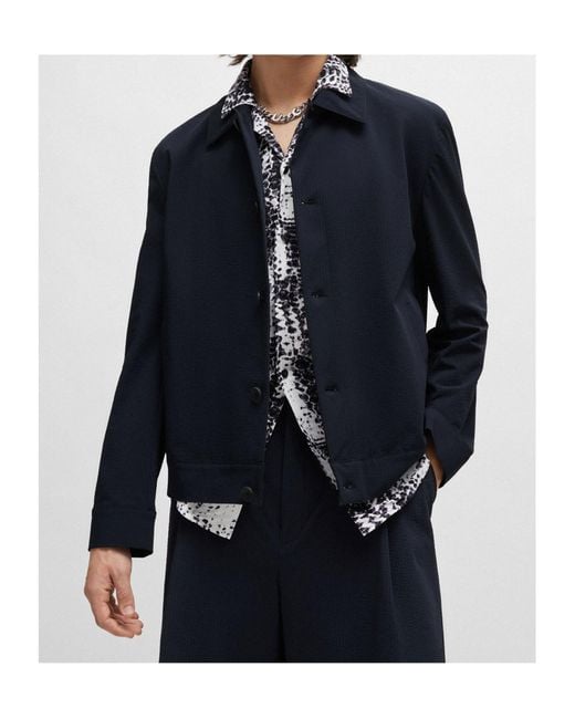 Boss Blue Long-Sleeved Casual Jacket for men