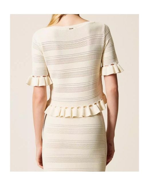 Twinset Natural Ruffled Jumper