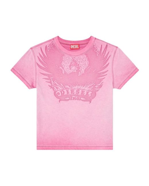 DIESEL Pink Dévoré Phoenix Slim Fit T-Shirt