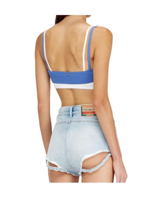 DIESEL Blue M-Zelda Ribbed Panelled Top