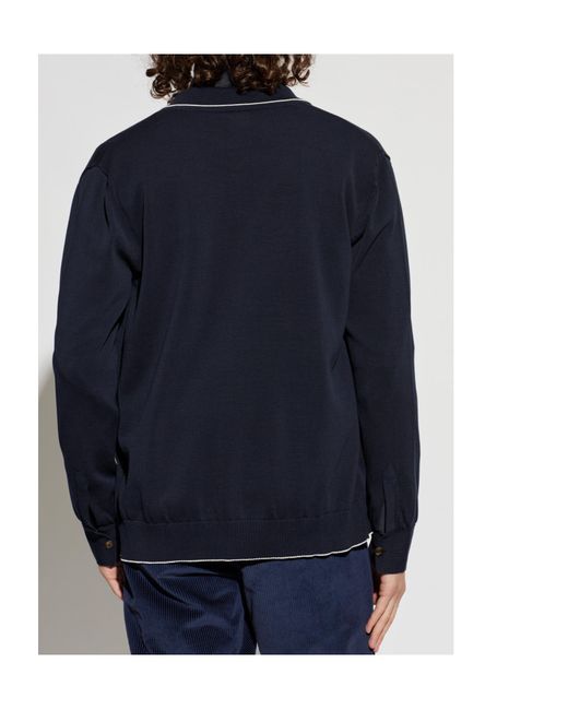 Eleventy Blue Contrast Trim Knitted Top for men