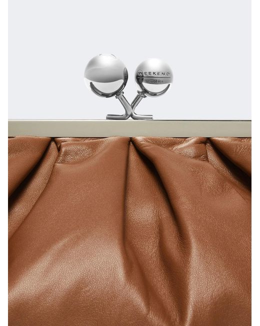 Weekend by Maxmara Brown Sphere Clasp Shoulder Bag