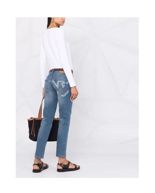 Emporio Armani Blue Low-Rise Slim-Cut Jeans