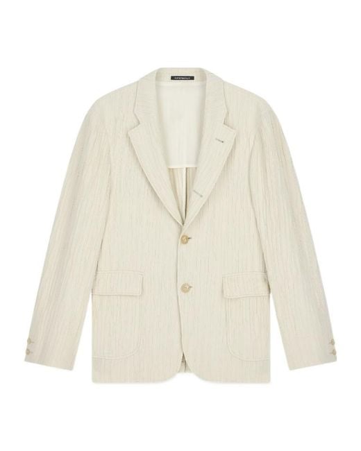 Emporio Armani Natural Crinkled-Finish Buttoned Blazer for men