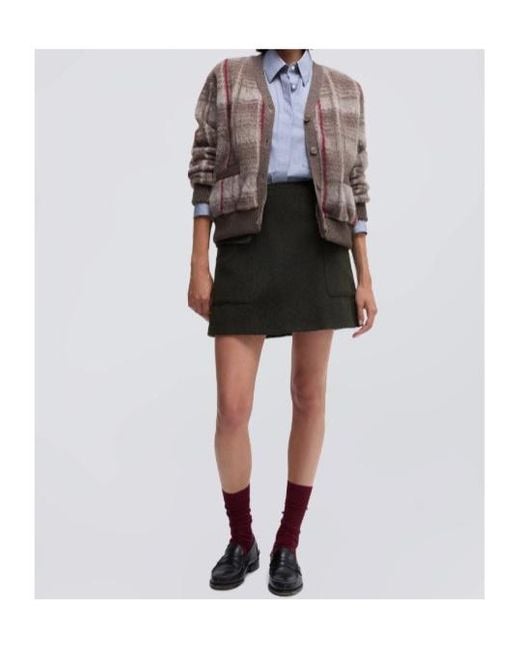 Aspesi Brown V-Neck Checked Sweater