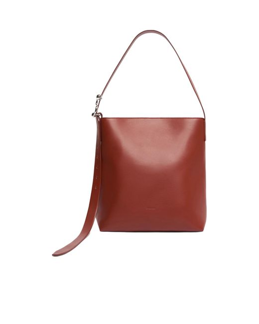 Sportmax Red Leather Shoulder Bag