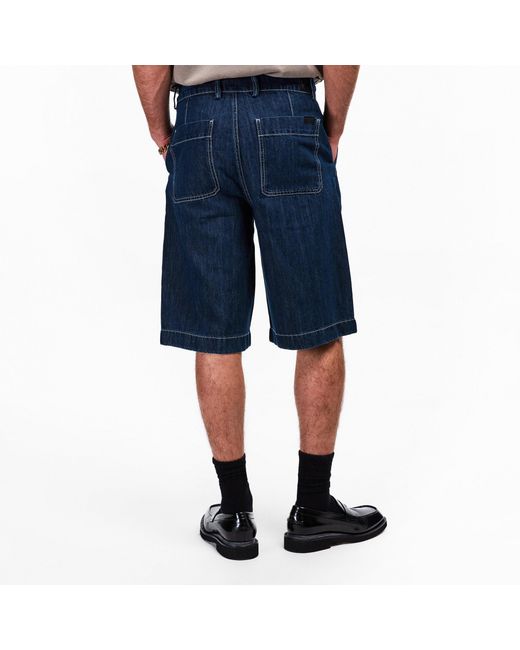 7 For All Mankind Blue Belt-Loop Shorts for men