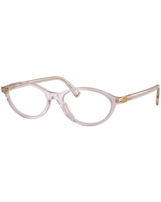 Miu Miu White Eyewear Oval Frame Glasses
